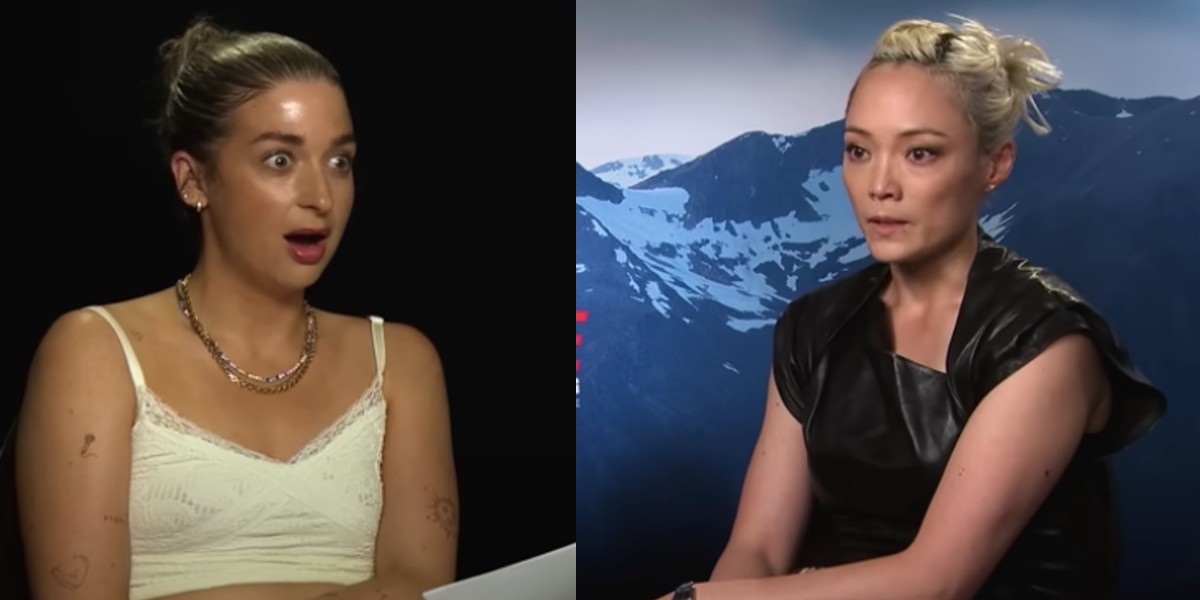 Pom Klementieff and Harriet Rose during a MTV interview