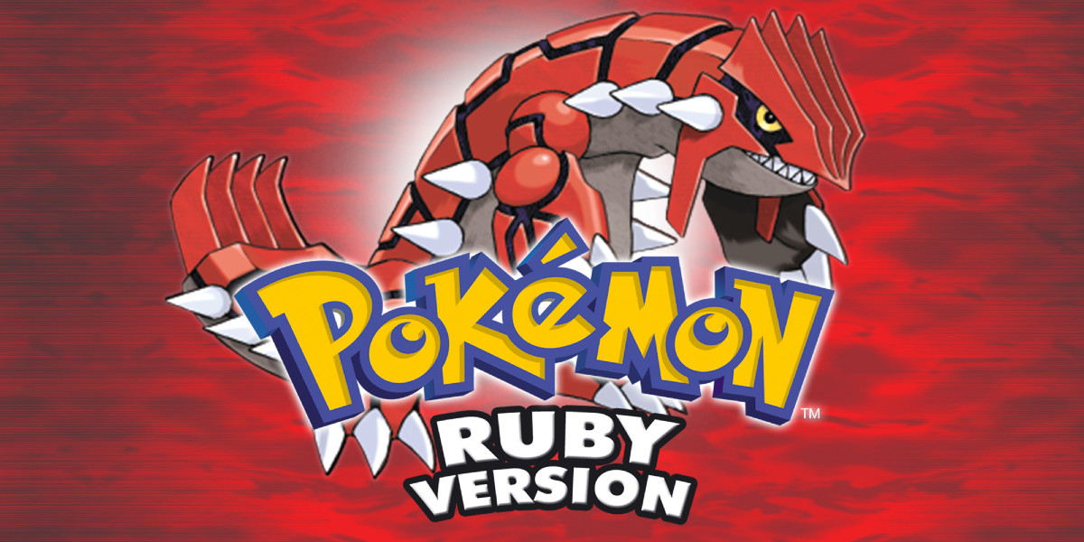 Official artwork for Pokémon Ruby featuring Legendary Pokémon Groudon 