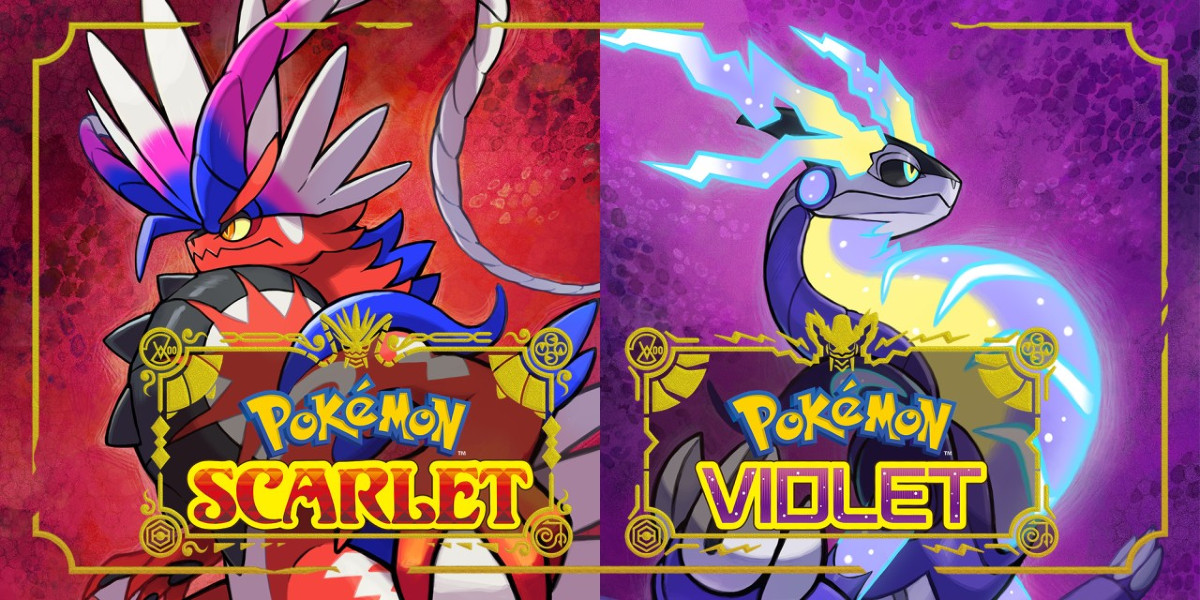 Official artwork for Pokémon Scarlet and Violet featuring Legendary Pokémon Koraidon and Miraidon