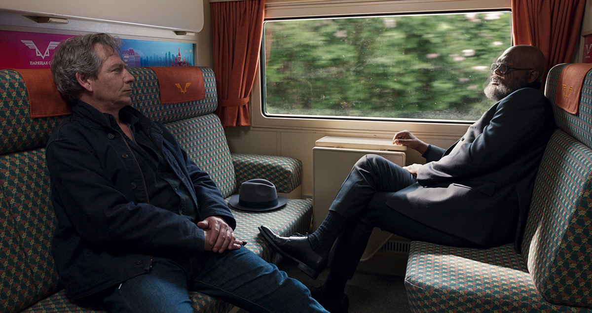 Talos and Nick Fury on a train