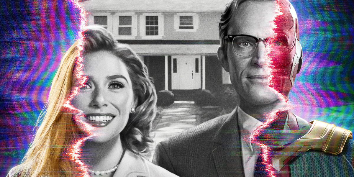 Elizabeth Olsen as Wanda Maximoff and Paul Bettany as The Vision on the WandaVision Disney+ Poster