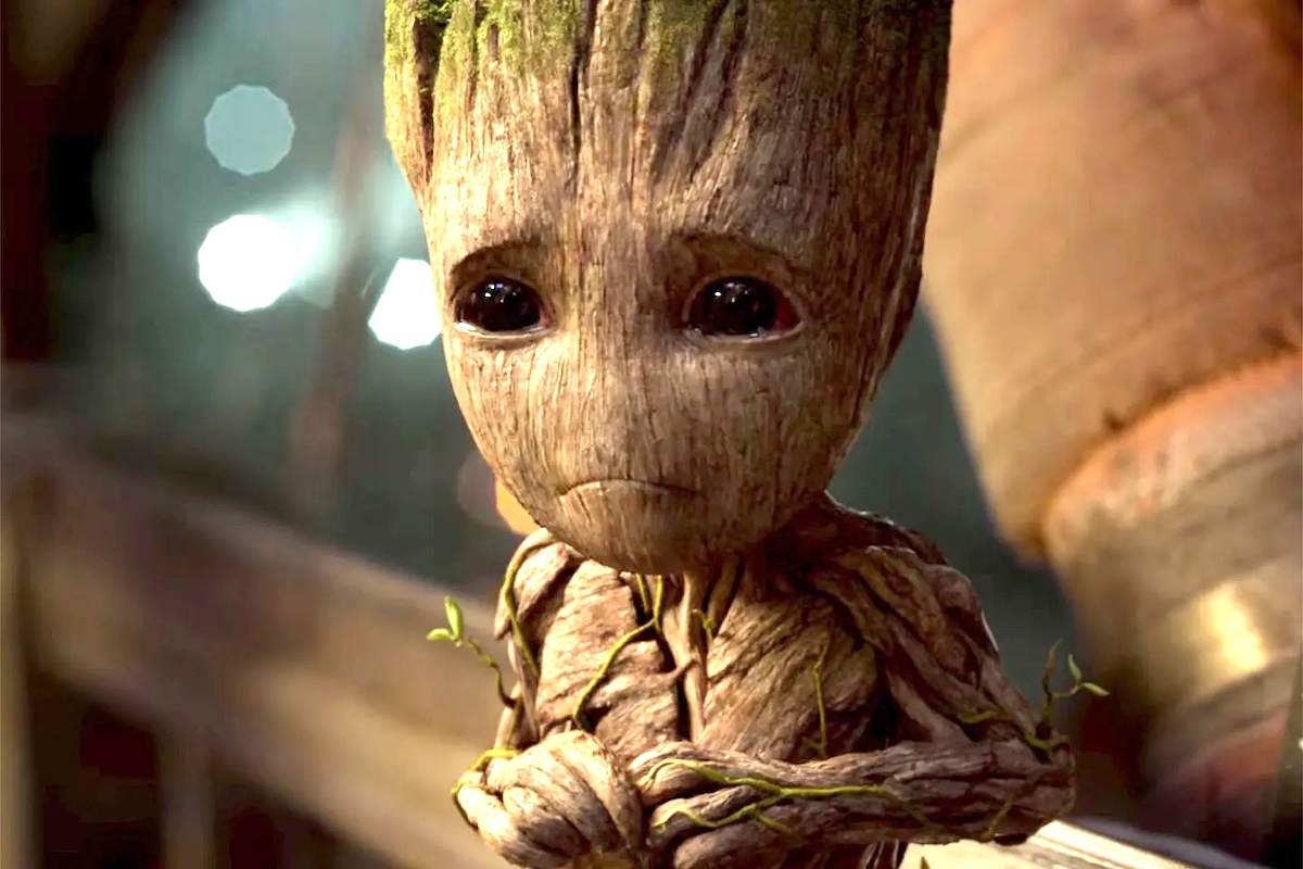 Baby Groot looks sad in The Guardians of the Galaxy Vol. 2.