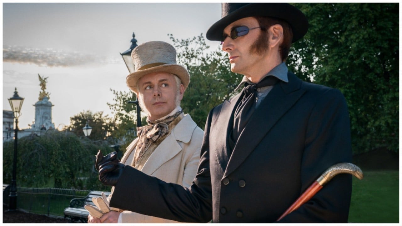 Aziraphale (Michael Sheen) and Crowley (David Tennant) in 'Good Omens'.