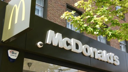 McDonalds External Store Sign on May 2023 in London, England.