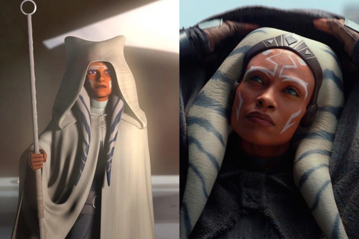 Ahsoka Tano in the Rebels Series Finale and in her live action show