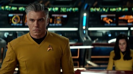 Captain Pike (Anson Mount) stands on the bridge in the 'Star Trek: Strange New Worlds' season 2 finale