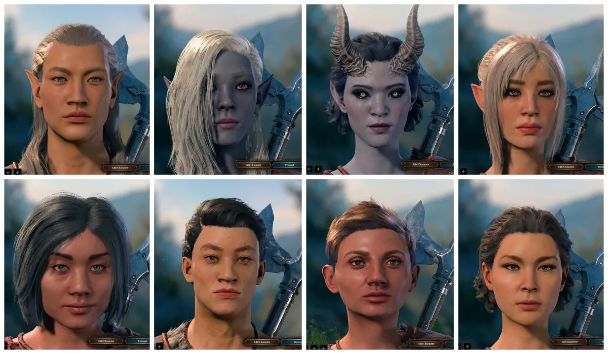 Examples of Asian faces in 'Baldur's Gate 3'