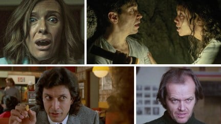 A collage featuring some of the best horror movies streaming on Max right now (clockwise from top left): 'Hereditary,' 'Barbarian,' 'The Shining,' and 'The Fly'