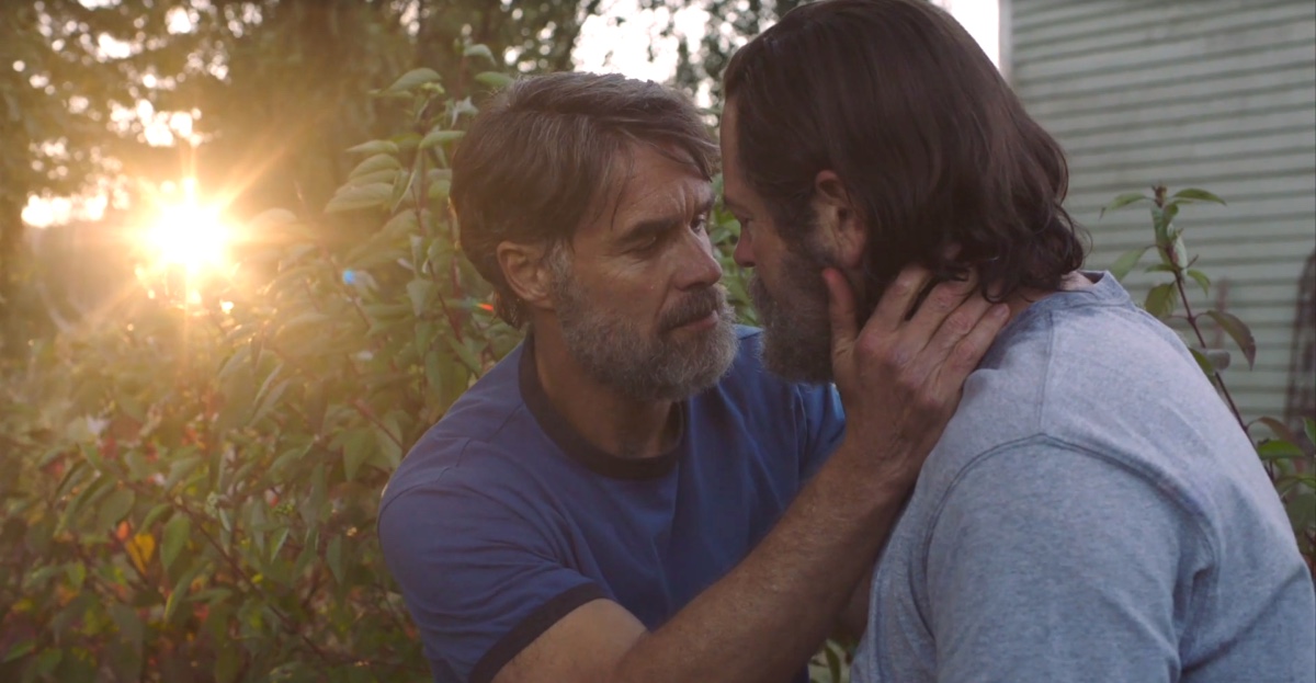 Bill and Frank share a tender moment during golden hour in 'The Last of Us' TV series.