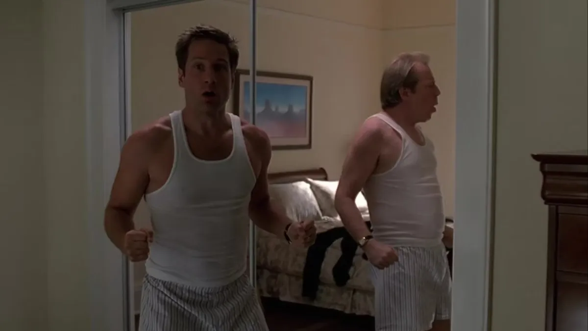 David Duchovny and Michael McKean in "The X-Files"