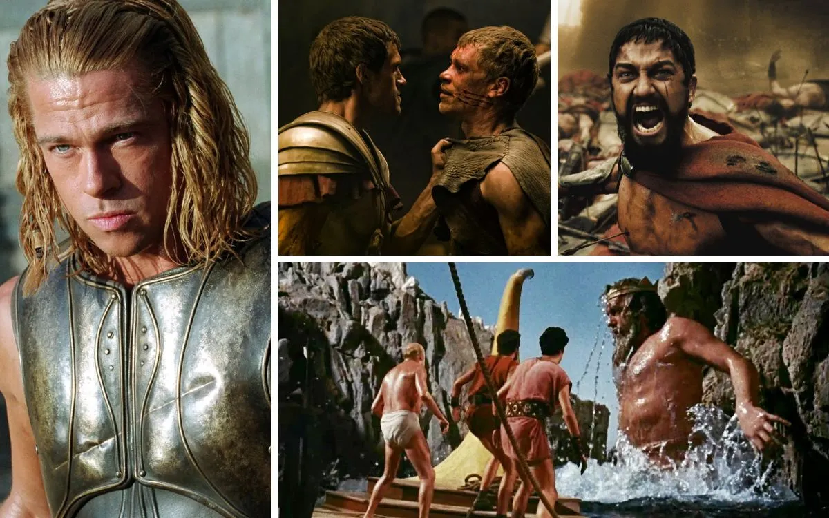 A Collage of stills from Greek mythology films.