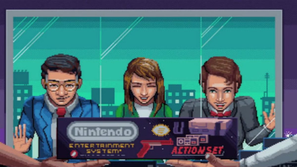 A 16-bit rendering of three people from the documentary 'Console Wars'