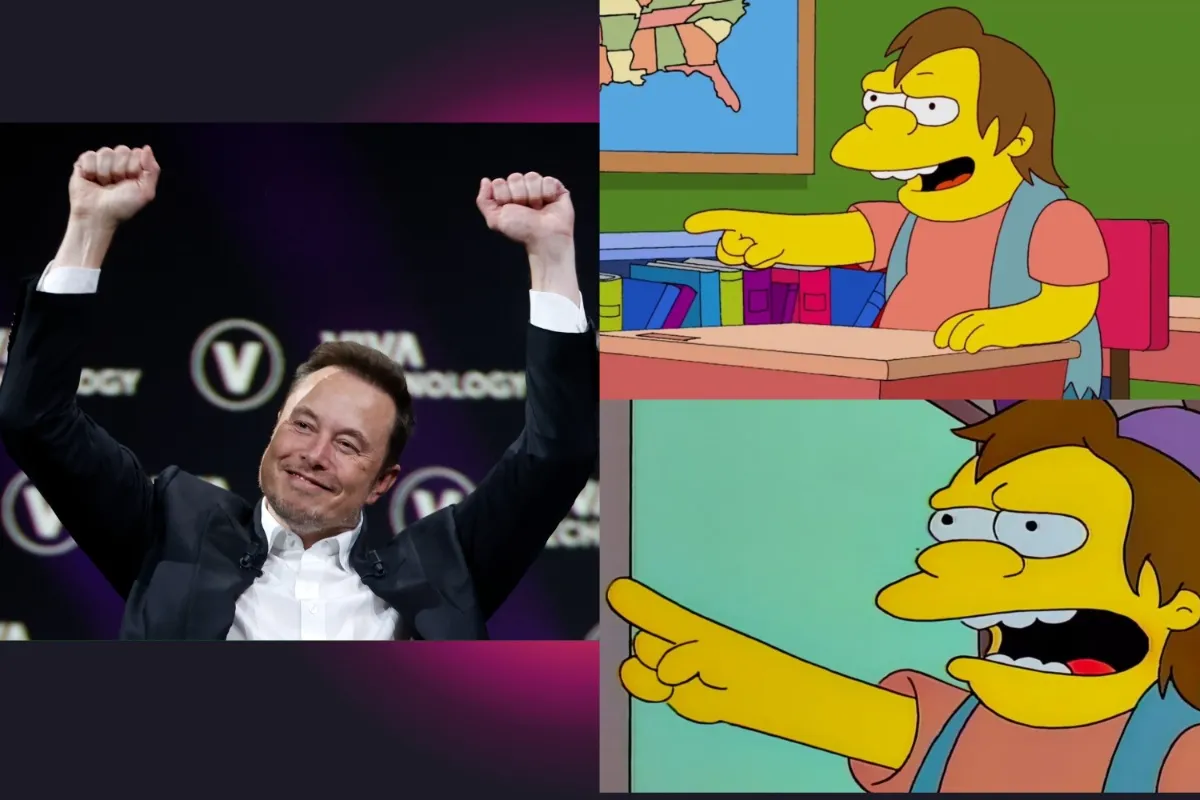 Elon Musk Dumb Twitter Nelson Muntz Laughing