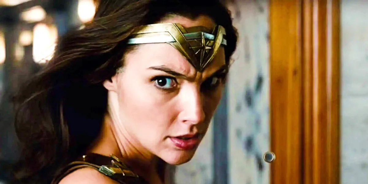 Gal Gadot as Wonder Woman looking angry in Justice League
