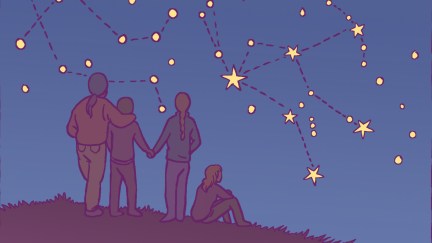 Maia Kobabe's family looking up at the stars, from Gender Queer.