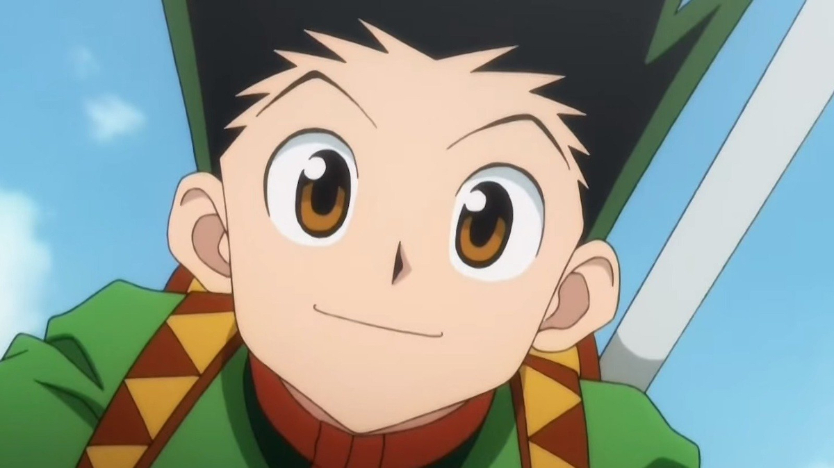 The bright eyed boy Gon Freecss looking happily into the camera in "Hunter X Hunter"