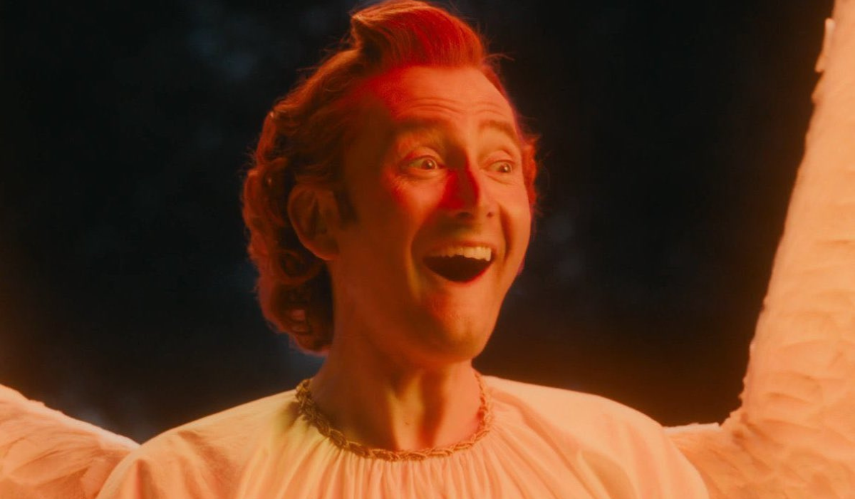 Angel Crowley, played by David Tennant, being absolutely adorable in the second season of Good Omens