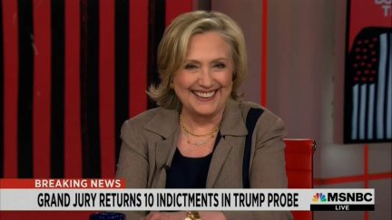 Hillary clinton smiling on MSNBC