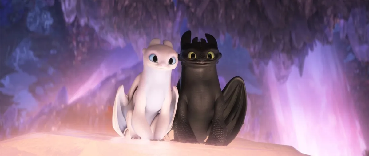 Two dragons in love in 'How To Train Your Dragon: The Hidden World'