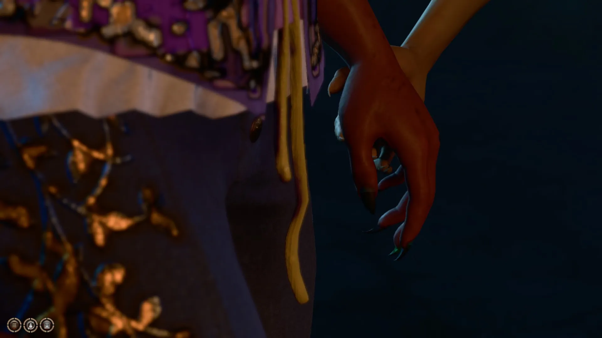 The only SFW image I have of me and Lae'zel from 'Baldur's Gate 3' is her holding my hand.