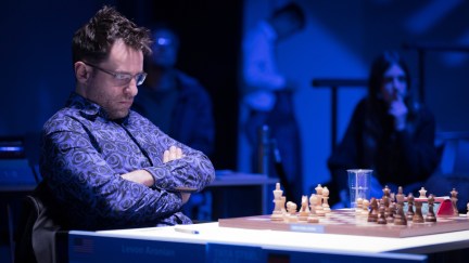 Levon Aronian, dialed in during a chess game.
