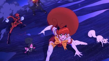 A Sailor Scout Squirrel Girl backed up by Deadpool and Ghost Rider in Marvel: Snap PC trailer.