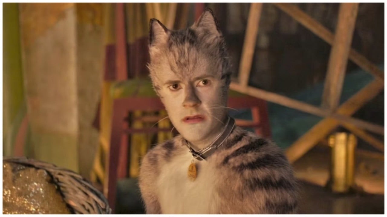 Robbie Fairchild as Munkustrap in 'Cats'.