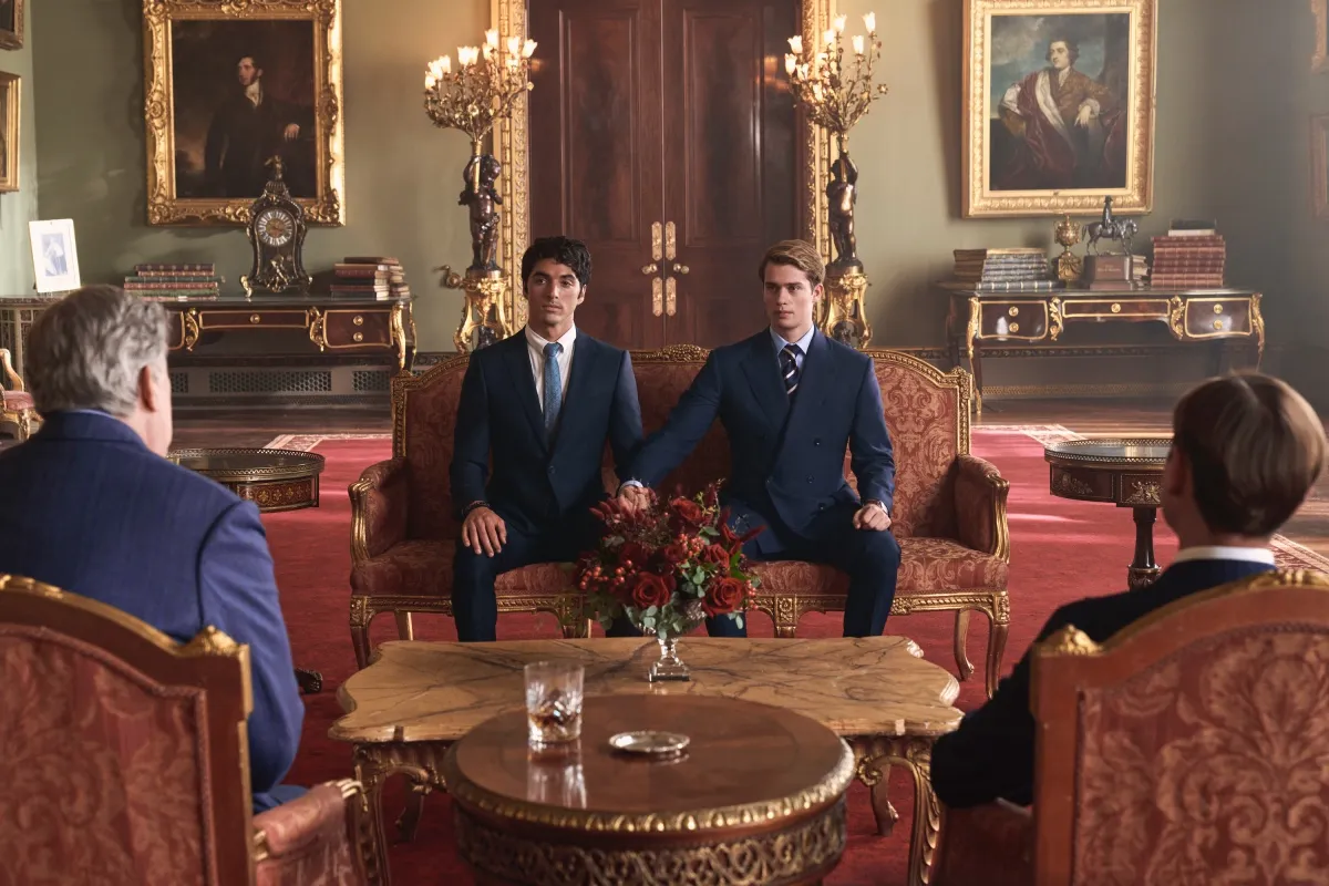 Nicholas Galitzine and Taylor Zakhar Perez in Red White and Royal Blue via Amazon Prime Video