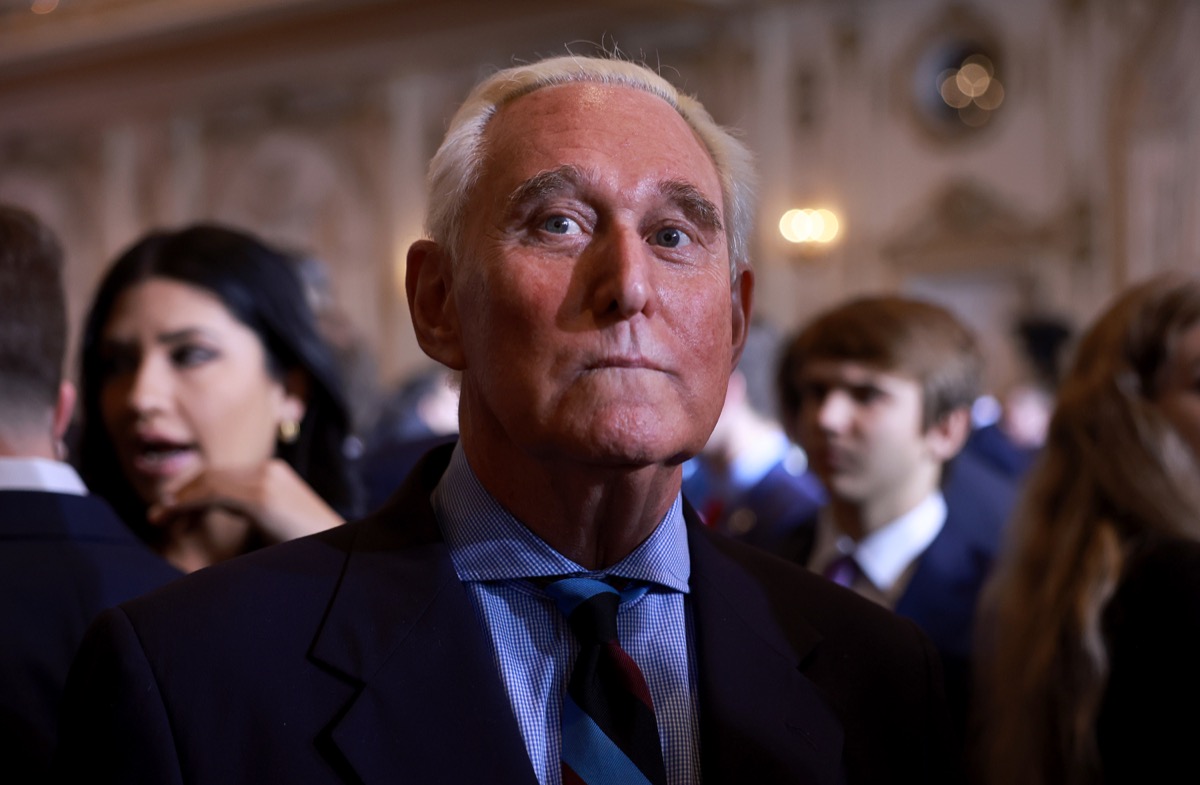 PALM BEACH, FLORIDA - NOVEMBER 15: Roger Stone waits for the arrival of former U.S. President Donald Trump during an event at his Mar-a-Lago home on November 15, 2022 in Palm Beach, Florida. Trump announced that he was seeking another term in office and officially launched his 2024 presidential campaign. (Photo by Joe Raedle/Getty Images)