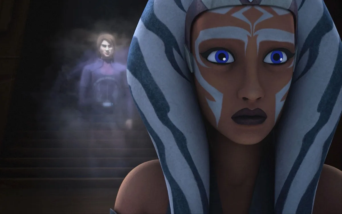 Ahsoka sees Anakin Skywalker in a vision in the 'Star Wars Rebels' episode "Shroud of Darkness"