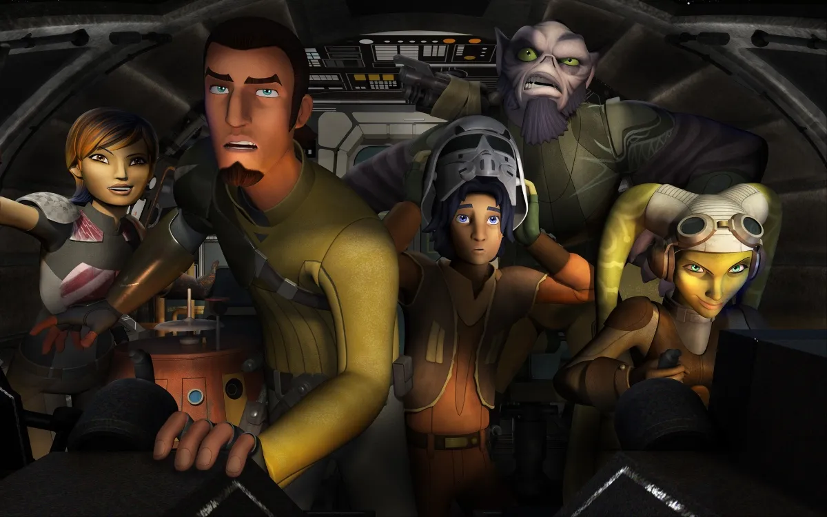 The Ghost crew in the cockpit in the 'Star Wars Rebels' episode "Spark of the Rebellion"