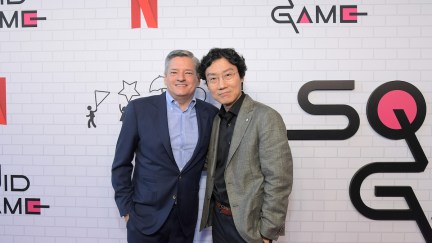 Netflix Ted Sarandos and Squid Game director Hwang Dong-hyuk on a red carpet