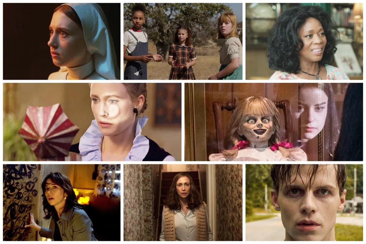 A collage of "The Conjuring" movies in order.