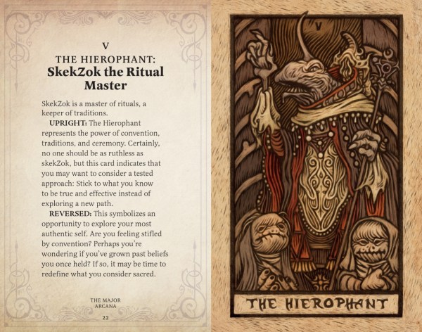The Hierophant card in The Dark Crystal Tarot Deck (Insight Editions)