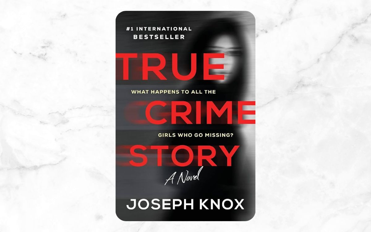 A blurry woman wearing all black on the cover of "True Crime Story"