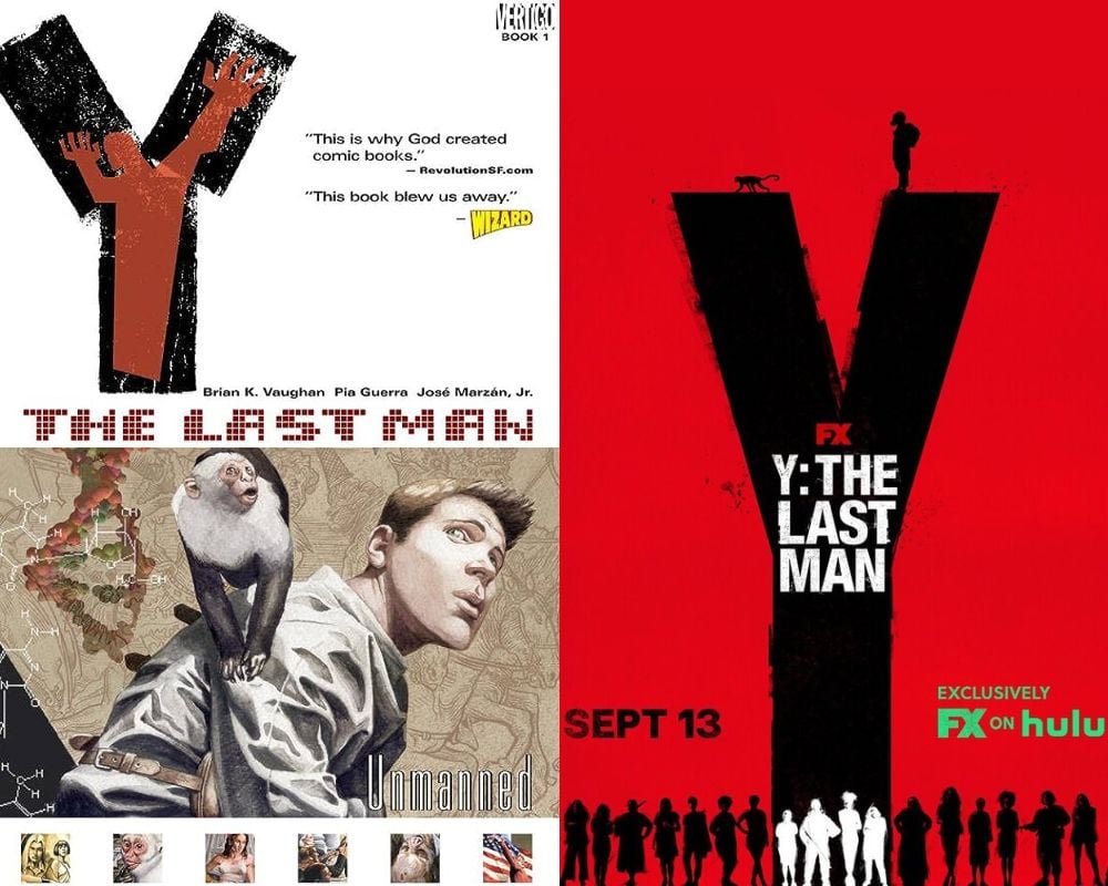 "Y: The Last Man" comic next to TV poster.