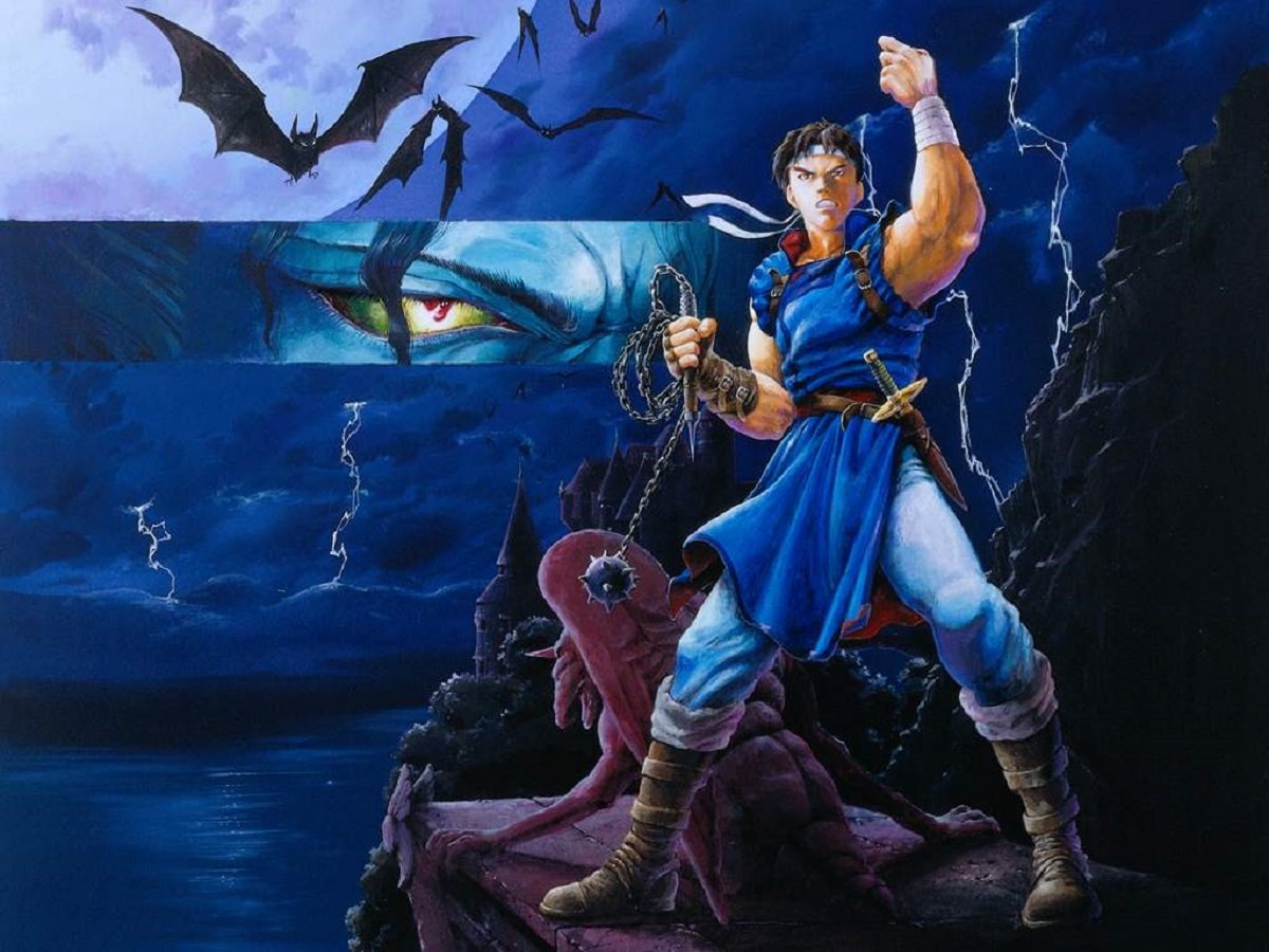 The cover art for Castlevania: Rondo of Blood, with Richter Belmont on the cover.