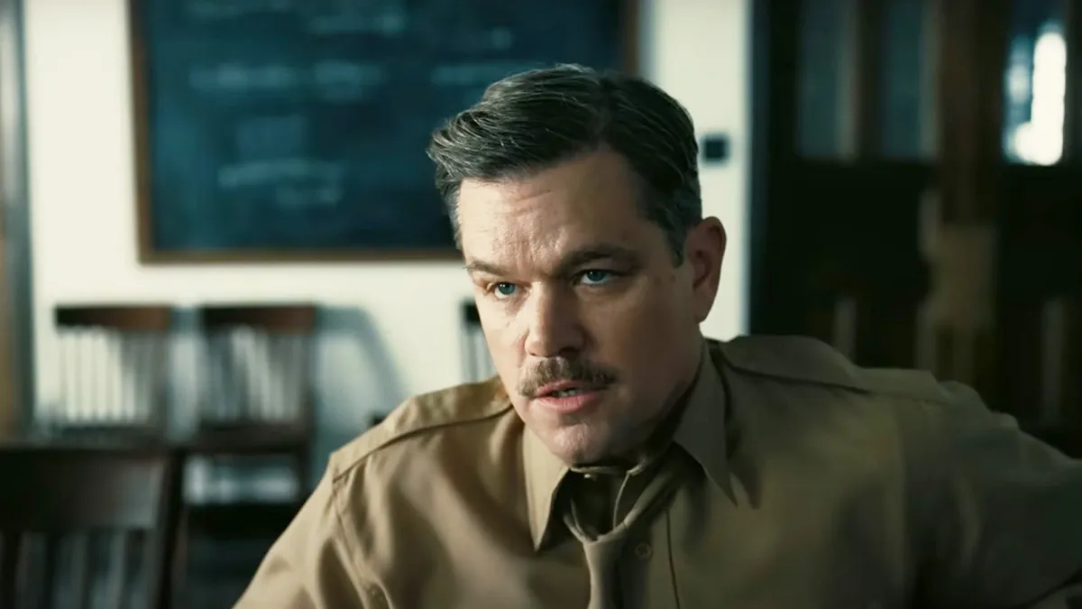 Matt Damon as Lt. Leslie Groves in Oppenheimer