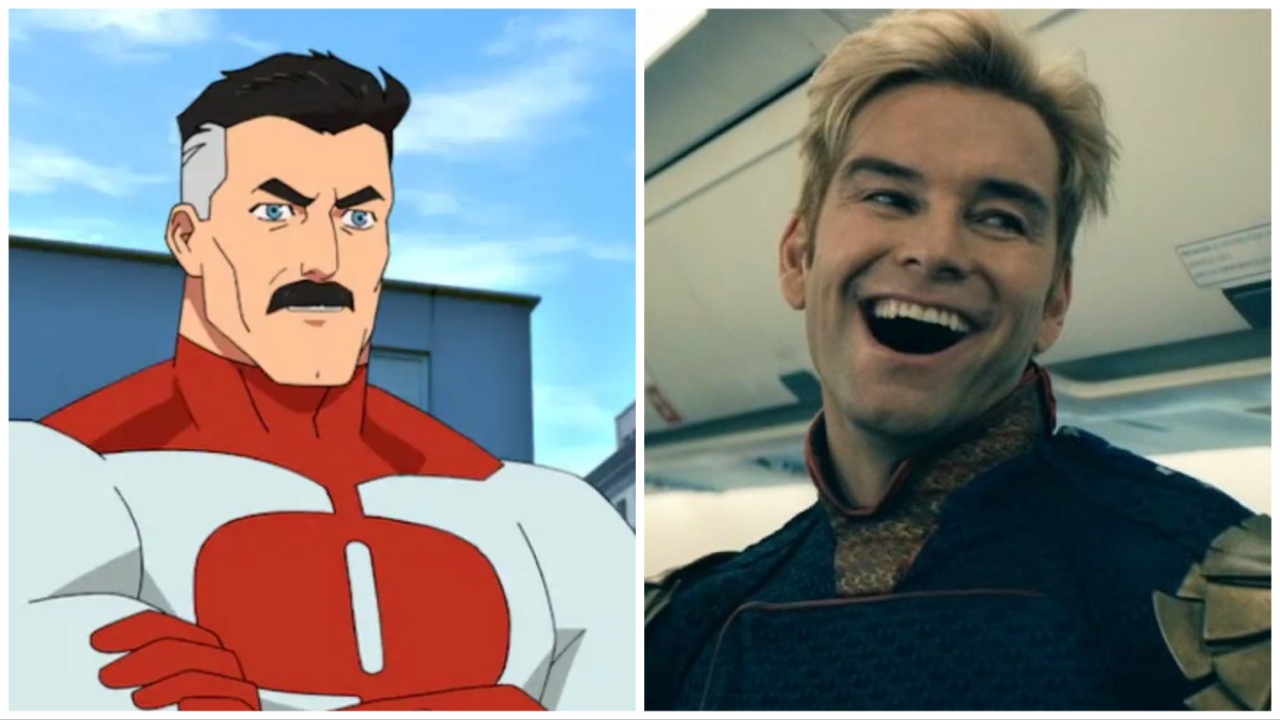Omni-Man from 'Invincible' and Homelander (Antony Starr) from 'The Boys'.