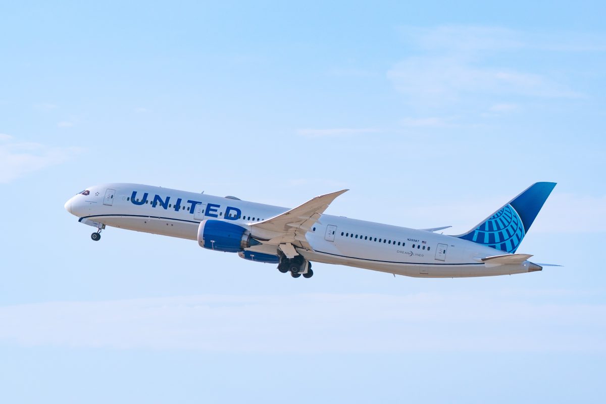 United Airlines airplane in flight