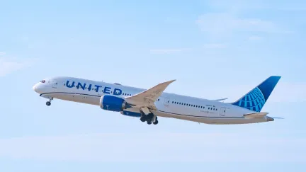 United Airlines airplane in flight