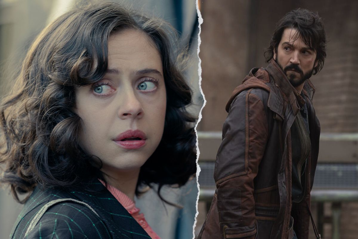 Bel Powley as Miep Gies in 'A Small Light' and Diego Luna as Cassian Andor in 'Andor.' 