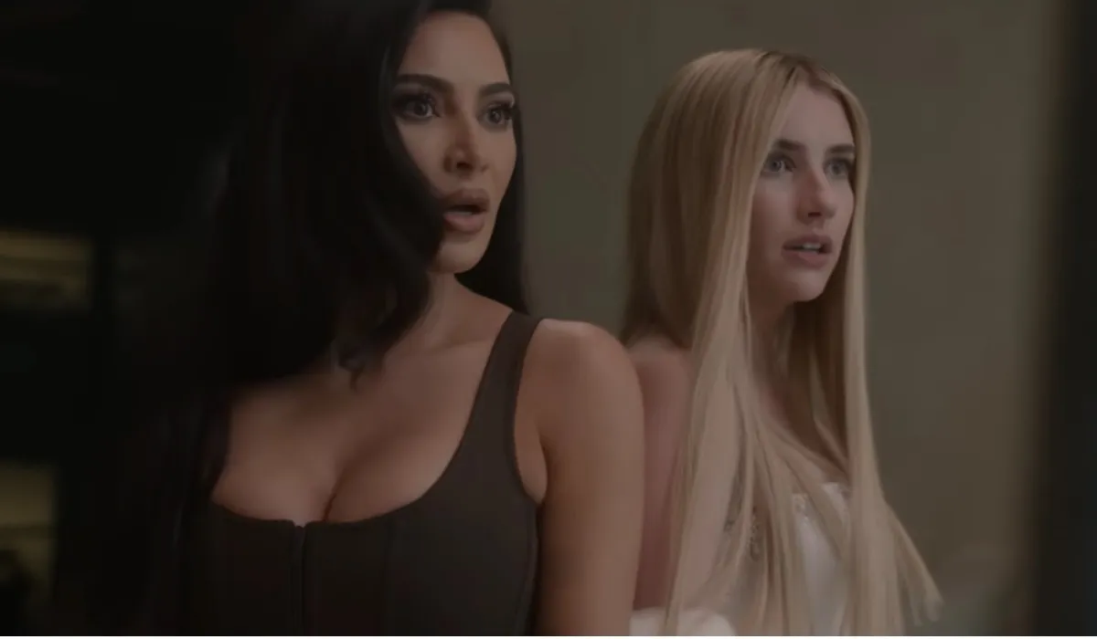 Kim Kardashian and Emma Roberts in 'American Horror Story: Delicate'.