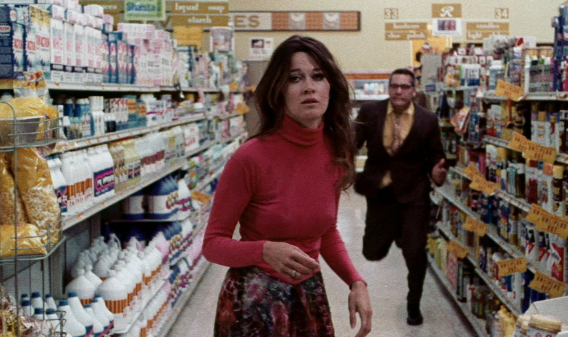 Late at night in a Ralphs supermarket, Laura (Anitra Ford) flees from a vampire in ‘Messiah of Evil.’ 