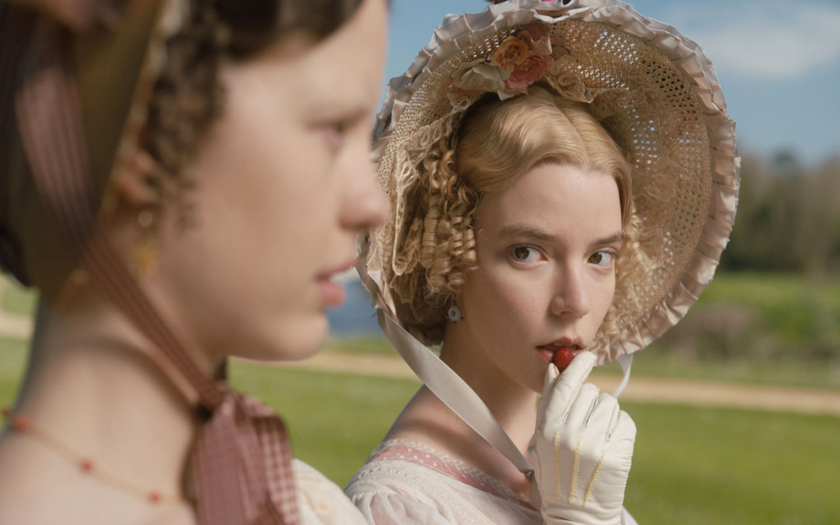 Two white women in period piece wardrobe in the film 'Emma'