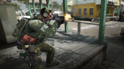An FBI agent fires a gun in Counter-Strike: Global Offensive.