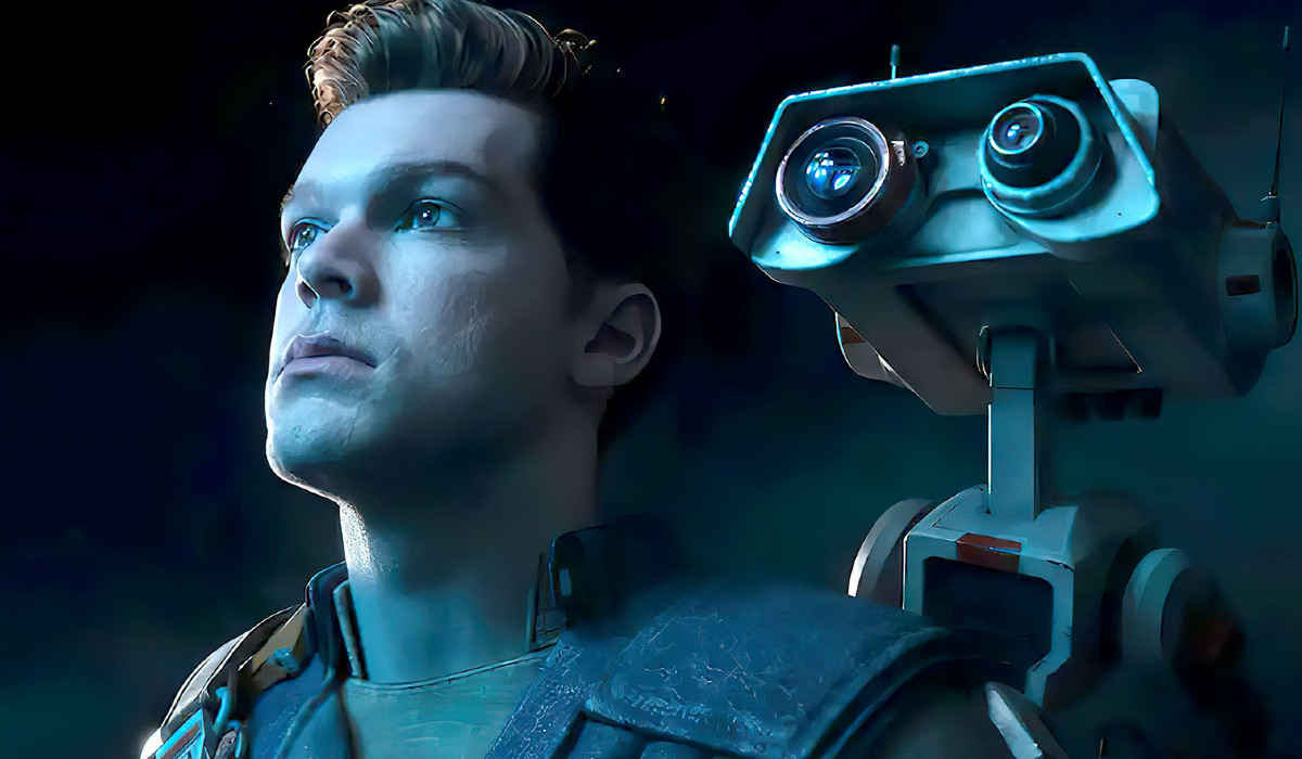 Cameron Monaghan as Cal Kestis together with his droid BD-1 in Star Wars Jedi: Survivor