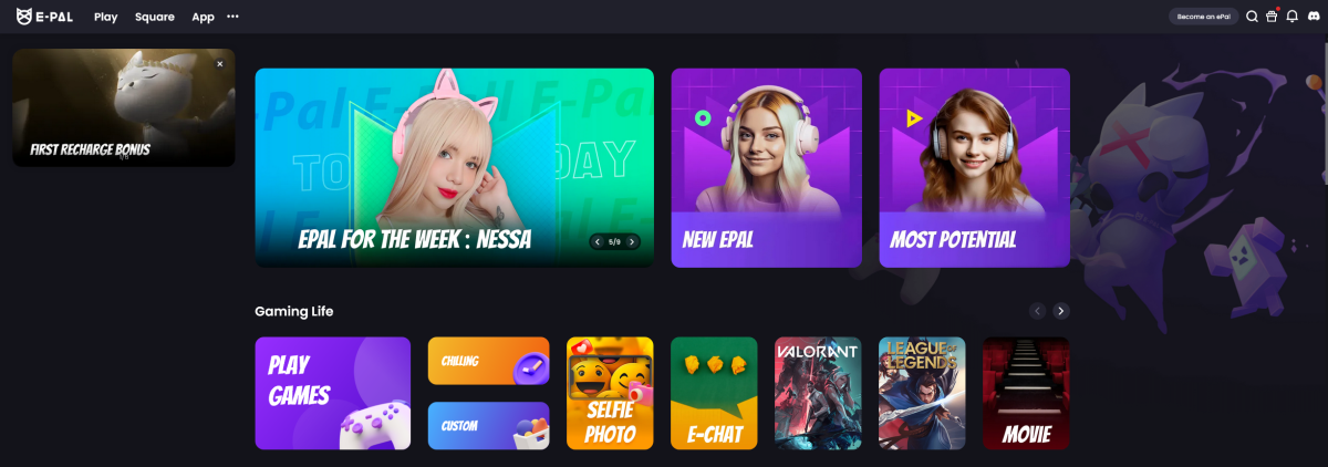 E-Pal homepage, offering its services