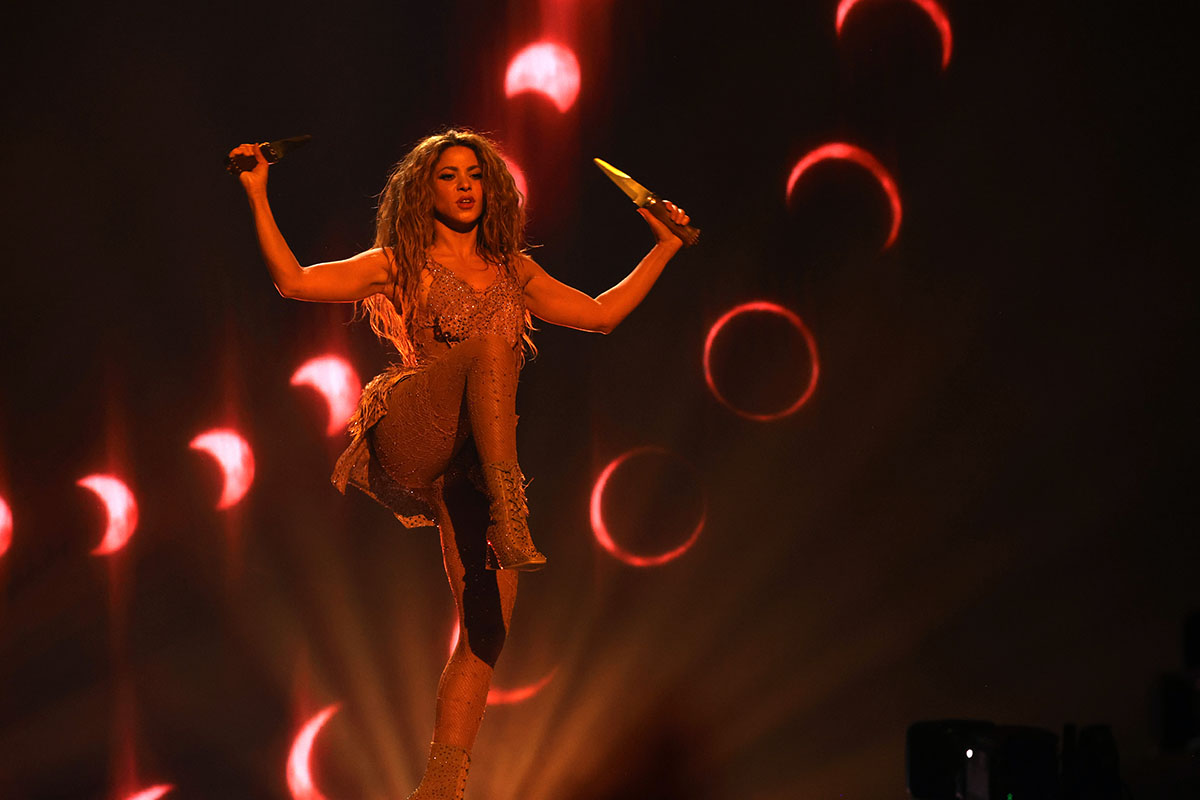NEWARK, NEW JERSEY - SEPTEMBER 12: Shakira performs onstage during the 2023 MTV Video Music Awards at Prudential Center on September 12, 2023 in Newark, New Jersey. (Photo by Kevin Mazur/Getty Images for MTV)