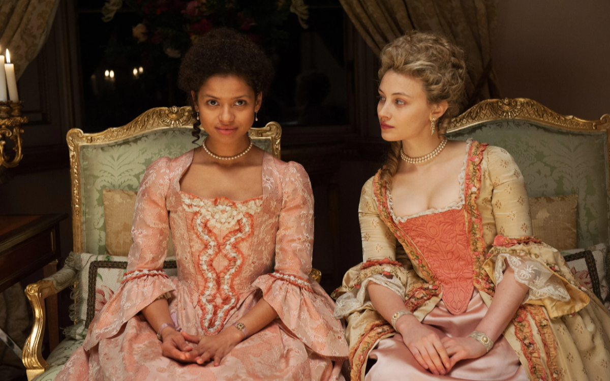 Gugu Mbatha-Raw, left, as Dido Elizabeth Belle and Sarah Gadon as Lady Elizabeth Murray, in a scene from the film, "Belle."